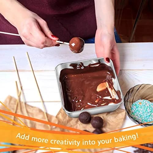 P&P CHEF Square Baking Pan 6x6 Inch (15.2x15.2 cm) - Set of 2 | Heavy Duty Stainless Steel for Brownies & Cakes thumbnail 5