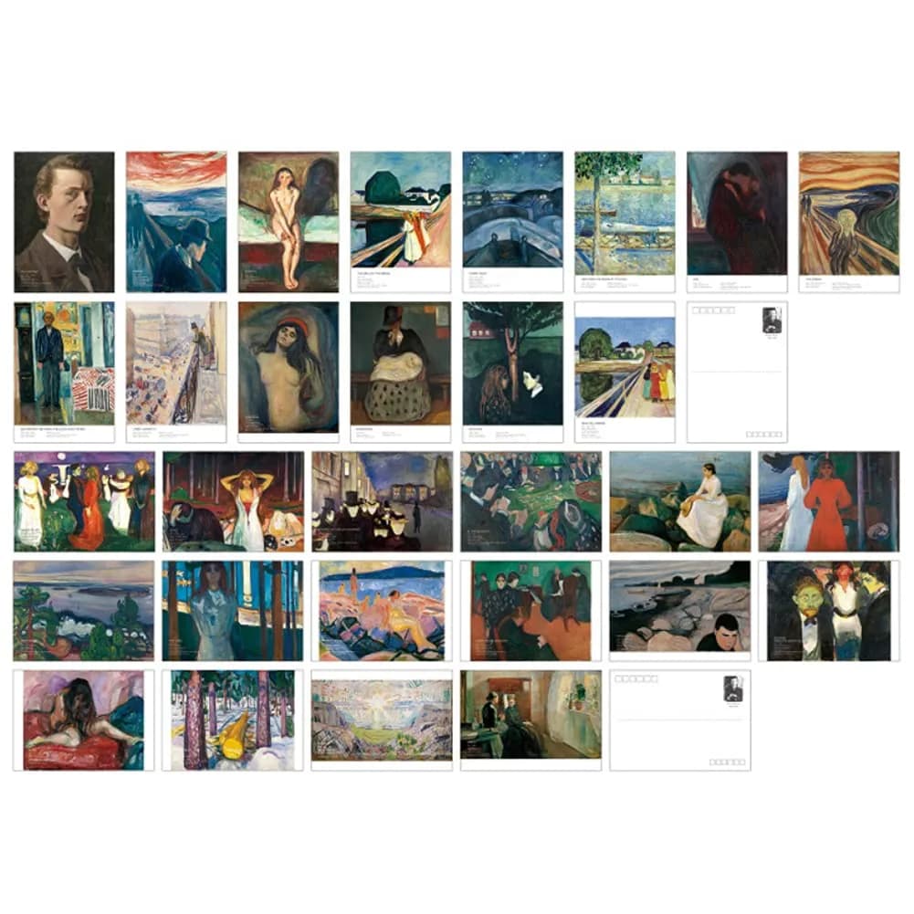 HOSTEESSCHOICE Edvard Munch Art Postcards 4 x 6 Inches | Famous Paintings Variety Pack