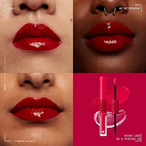 NYX PROFESSIONAL MAKEUP Shine Loud Liquid Lipstick with Clear Lip Gloss - On A Mission (Blue Red) 7ml (0.24 Fl Oz) | 16hr No Transfer Wear thumbnail 3