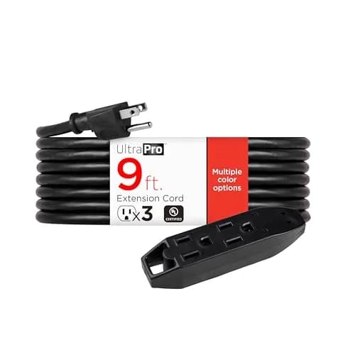 UltraPro 9 Ft Outdoor Extension Cord 3 Outlet Power Strip | Heavy Duty 16 Gauge UL Listed Black thumbnail 1
