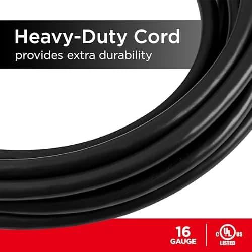 UltraPro 9 Ft Outdoor Extension Cord 3 Outlet Power Strip | Heavy Duty 16 Gauge UL Listed Black thumbnail 3