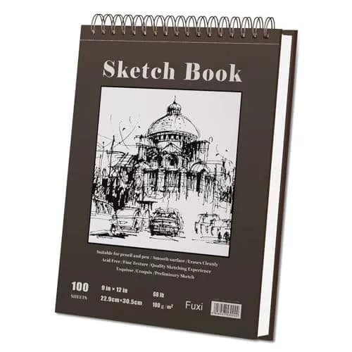 Fuxi 9" x 12" Sketch Book Top Spiral Bound Sketchbook 100 Sheets 22.7 kg (50 lb) | Acid-Free Drawing Paper for Dry Media thumbnail 9