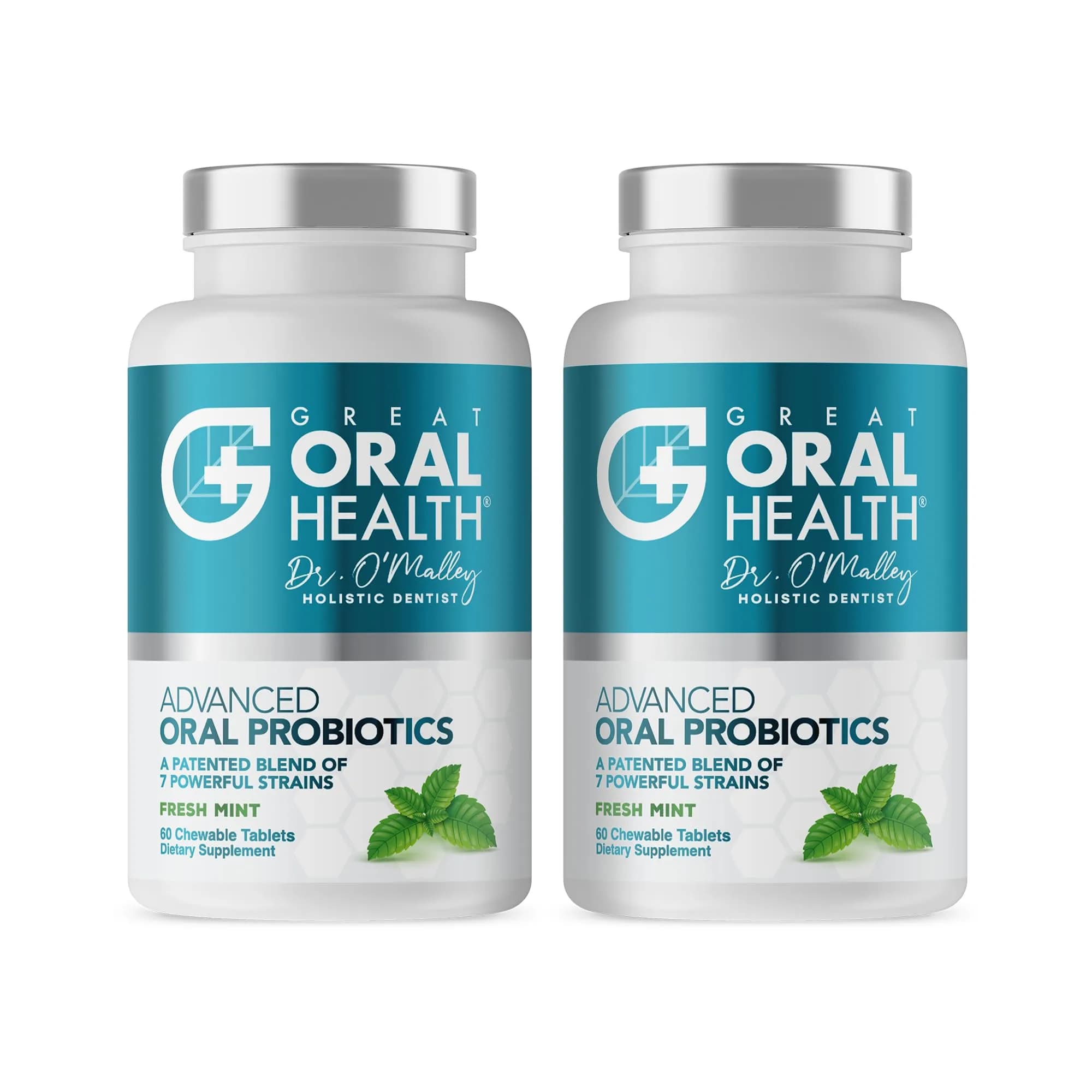 Great Oral Health Mint Oral Probiotics - 60 Chewable Tablets (2 Pack) | Dentist Formulated for Bad Breath & Gum Health - main product image