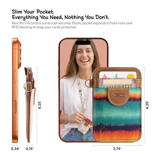 POCKT Slim Card Holder Wallet For Men and Women - Minimalist Genuine Leather RFID Blocking Front Pocket Wallet | Grunge thumbnail 4