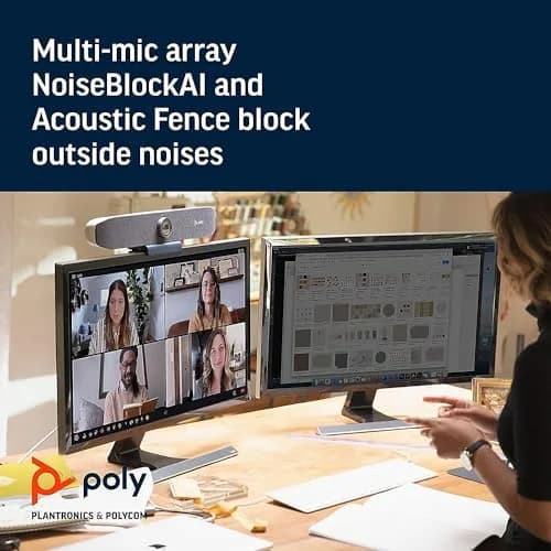 Poly Studio P15 Personal Video Bar 4K HD Webcam | Automatic Framing & Noise Reduction thumbnail 5