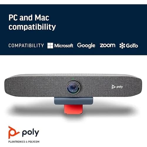 Poly Studio P15 Personal Video Bar 4K HD Webcam | Automatic Framing & Noise Reduction thumbnail 7