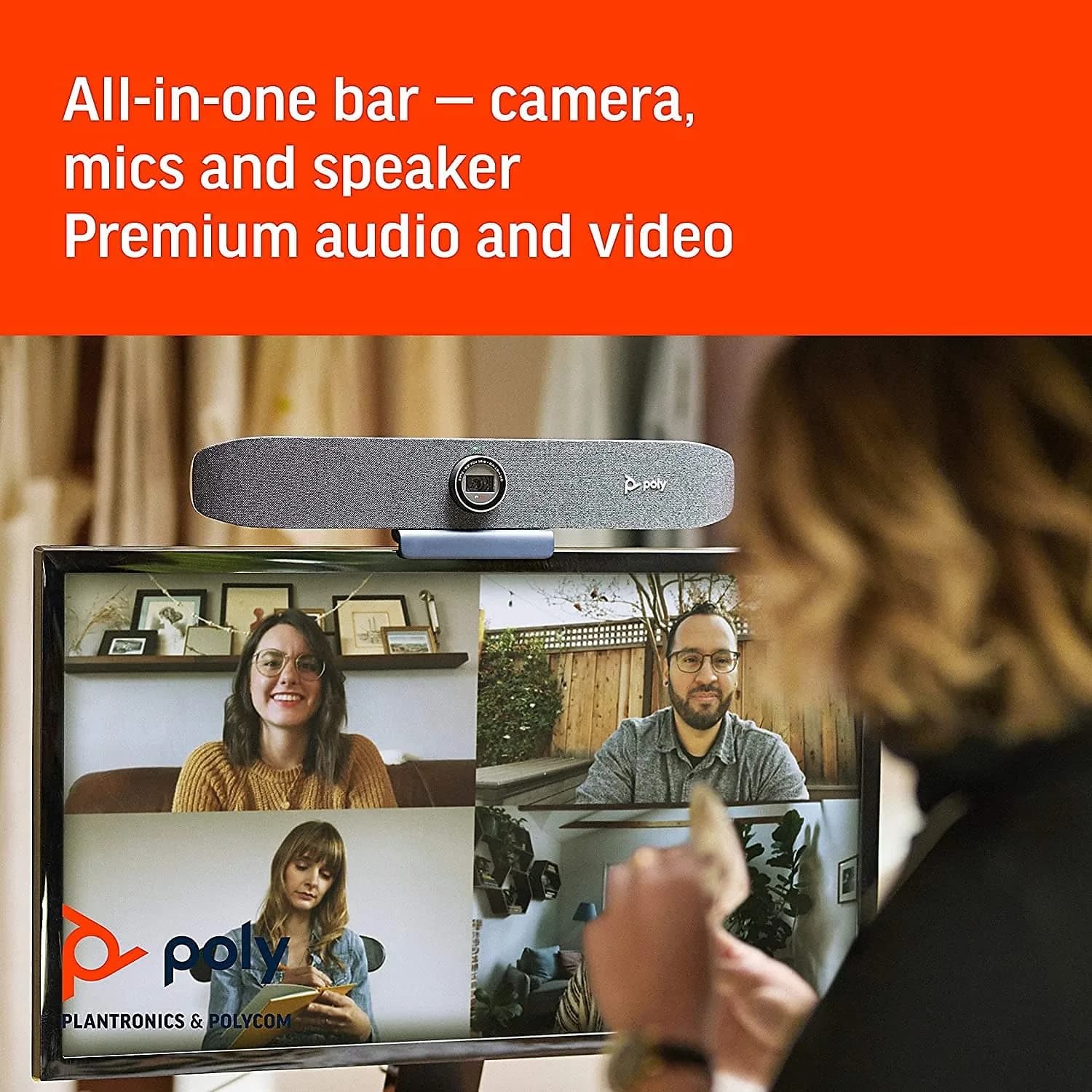 Poly Studio P15 Personal Video Bar 4K HD Webcam | Automatic Framing & Noise Reduction - view 3