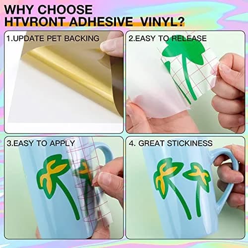 HTVRONT Permanent Vinyl Sheets 12"x12" (50 Sheets) | Assorted Colors for Cricut & Silhouette thumbnail 2