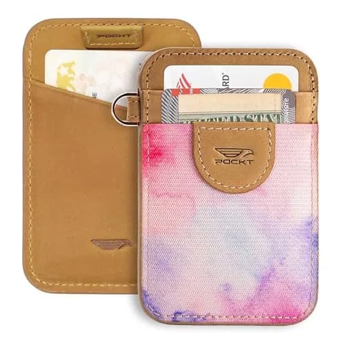 POCKT Elastic Card Holder Wallet for Women and Men, Genuine Leather Slim RFID Blocking Front Pocket Credit Card Holder, Cute Small Minimalist Wallet | Mood thumbnail 1
