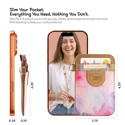 POCKT Elastic Card Holder Wallet for Women and Men, Genuine Leather Slim RFID Blocking Front Pocket Credit Card Holder, Cute Small Minimalist Wallet | Mood thumbnail 4