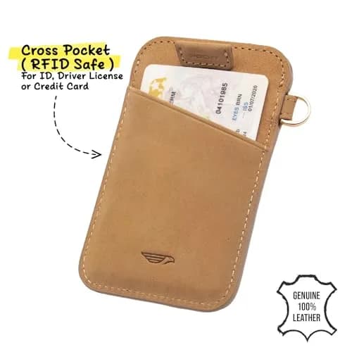 POCKT Elastic Card Holder Wallet for Women and Men, Genuine Leather Slim RFID Blocking Front Pocket Credit Card Holder, Cute Small Minimalist Wallet | Mood thumbnail 5