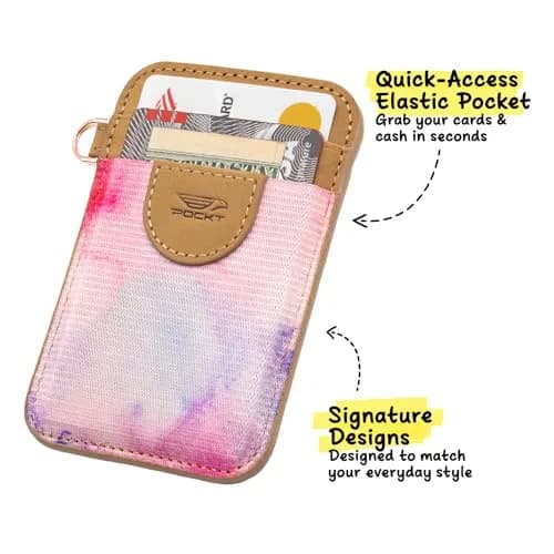 POCKT Elastic Card Holder Wallet for Women and Men, Genuine Leather Slim RFID Blocking Front Pocket Credit Card Holder, Cute Small Minimalist Wallet | Mood thumbnail 2