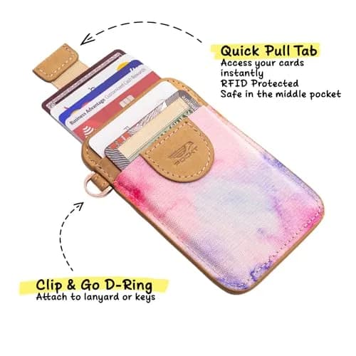 POCKT Elastic Card Holder Wallet for Women and Men, Genuine Leather Slim RFID Blocking Front Pocket Credit Card Holder, Cute Small Minimalist Wallet | Mood thumbnail 3