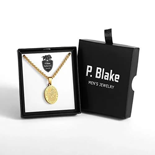 P. BLAKE Gold St Christopher Medal Necklace for Men & Boys, 24 inch (61 cm) Chain | Religious Catholic Jewelry thumbnail 6