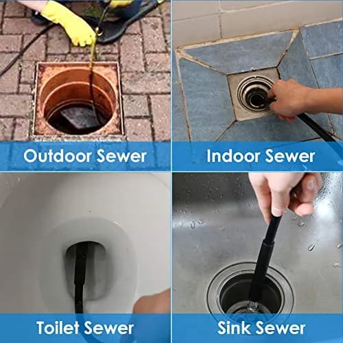 ZOFINE Sewer Jetter Kit for Pressure Washer 50ft (15.24m) Drain Cleaner Hose with 6 Nozzles & Couplers | Clears Blockages Up To 5800 PSI thumbnail 3