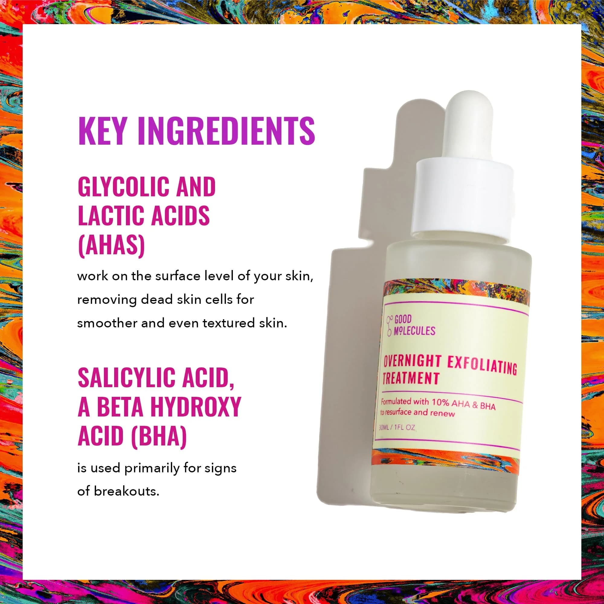 Good Molecules Overnight Exfoliating Treatment 1 Fl Oz (30ml) | AHA & BHA Formula for Radiant Skin - view 3
