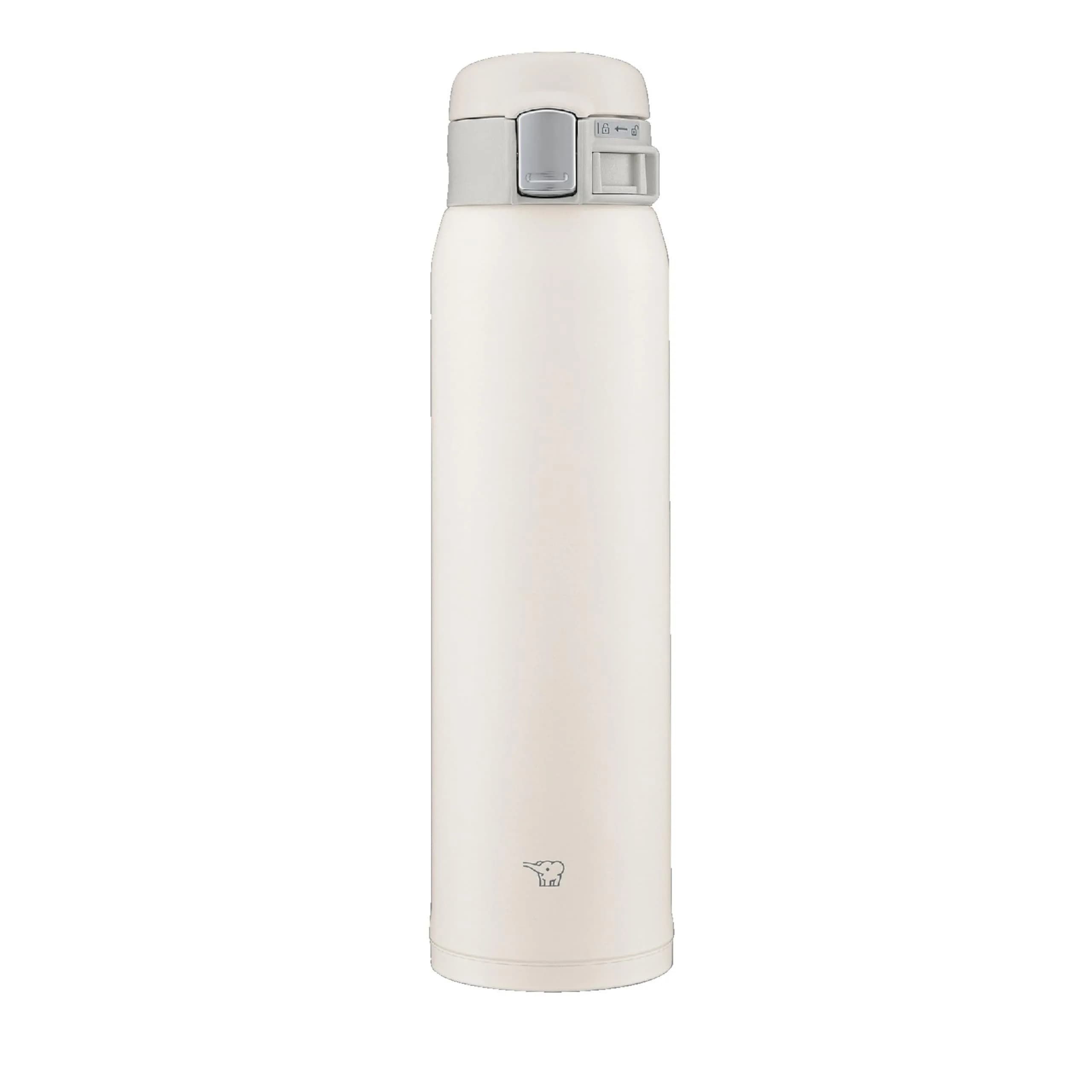 Zojirushi Pale White Stainless Steel Water Bottle 600ml (20.3 fl oz) | Direct Drinking One-Touch Opening — Pale White