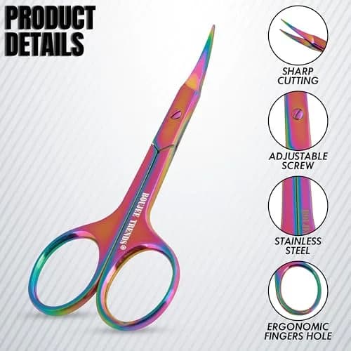 Boujee Trends Cuticle Scissors 1.5in Alloy Steel Curved Extra Sharp Fine Blades for Men Women thumbnail 4