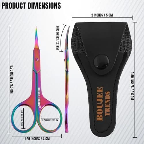 Boujee Trends Cuticle Scissors 1.5in Alloy Steel Curved Extra Sharp Fine Blades for Men Women thumbnail 2