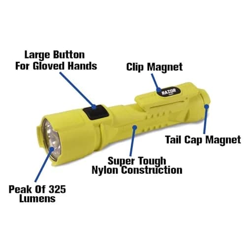 BRIGHT STAR Razor Intrinsically Safe LED Flashlight – 14,000 Candela, 24-Hour Runtime, Magnetic Base, Heavy-Duty, AA Batteries Included thumbnail 4