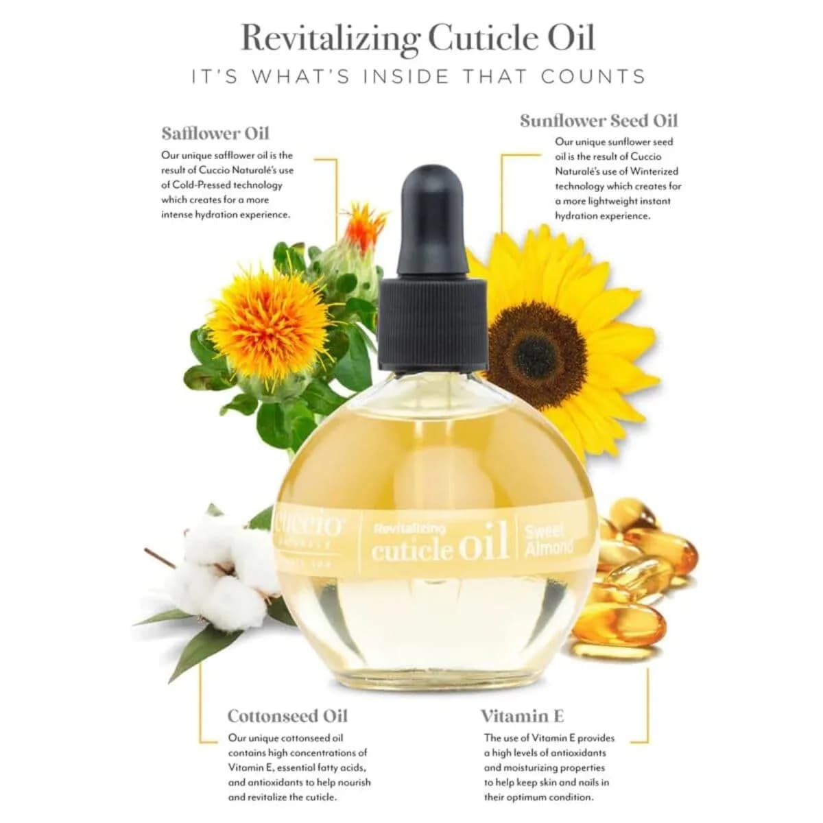 Cuccio Naturale Sweet Almond Revitalizing Cuticle Oil 68ml (2.30 Fl Oz) | Fast-Absorbing Hydrating Nail & Cuticle Conditioner - view 2