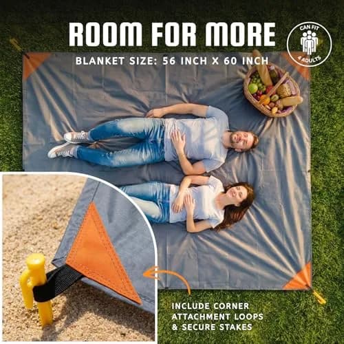 BROWNTREK Pocket Blanket Water Resistant Ultralight Compact Beach Mat Fits 2-4 Adults thumbnail 6