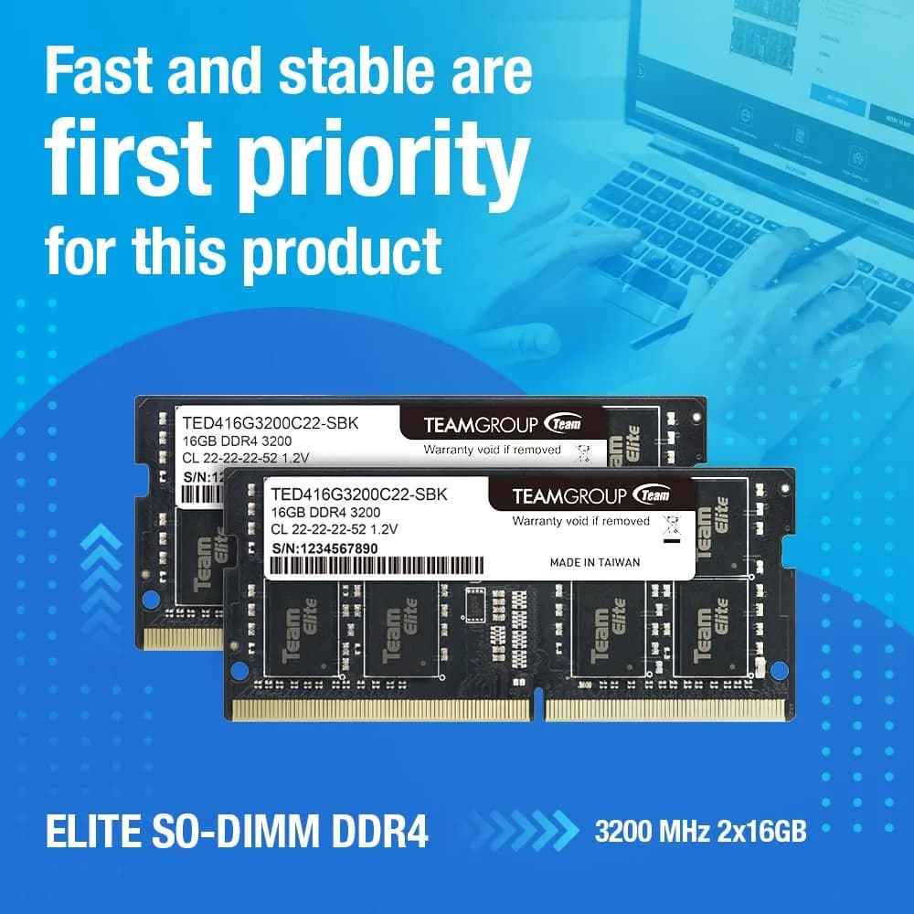TEAMGROUP Elite DDR4 64GB (2x32GB) 3200MHz SODIMM Laptop RAM | 260-Pin Non-ECC Unbuffered Memory Module - view 2