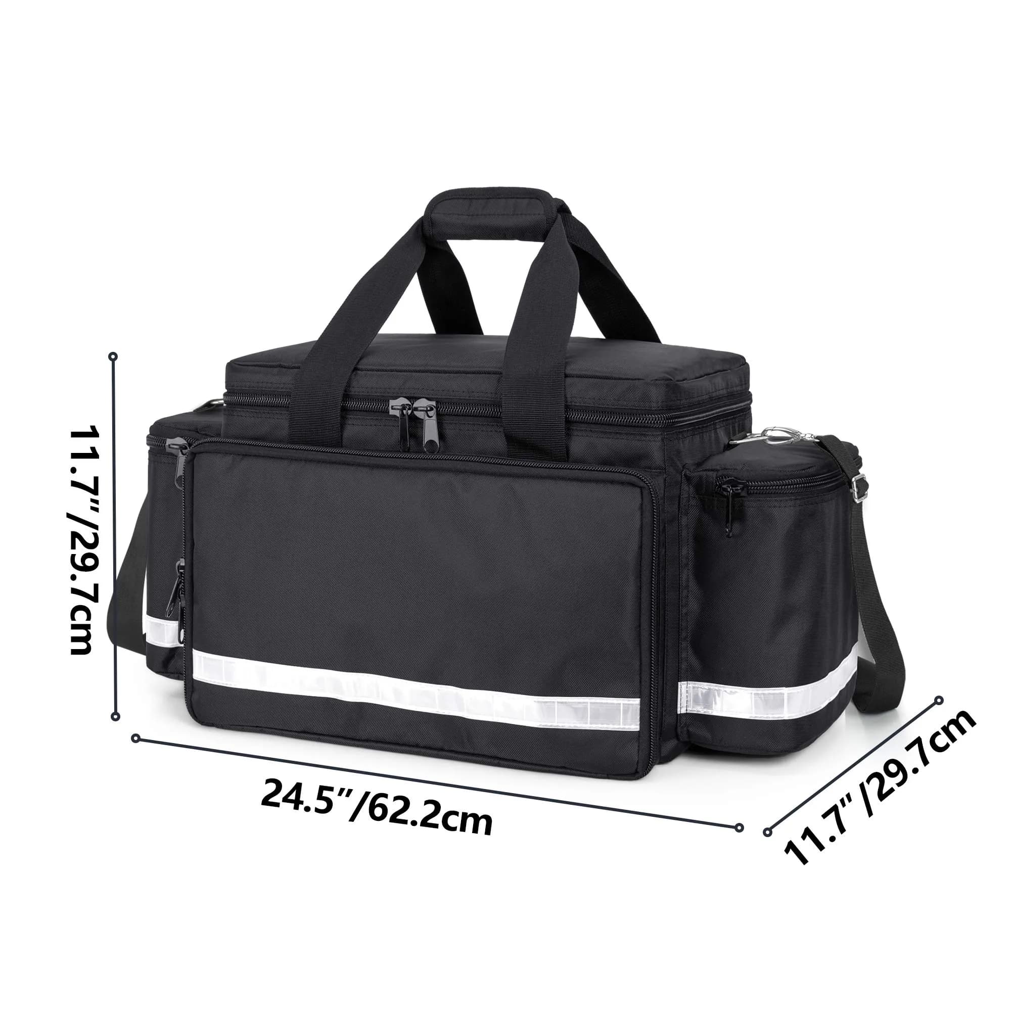 Trunab Trauma Bag with Dividers, EMT First Aid Pouch Medical Bag Empty, Black 62.2 cm (24.5") | Reinforced Nylon with Reflective Strips - view 6