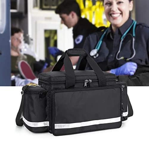 Trunab Trauma Bag with Dividers, EMT First Aid Pouch Medical Bag Empty, Black 62.2 cm (24.5") | Reinforced Nylon with Reflective Strips thumbnail 7
