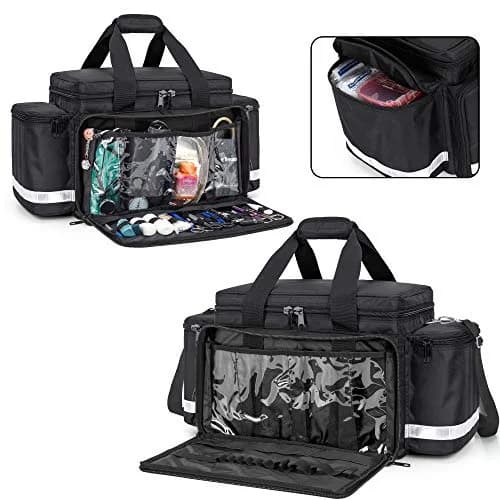 Trunab Trauma Bag with Dividers, EMT First Aid Pouch Medical Bag Empty, Black 62.2 cm (24.5") | Reinforced Nylon with Reflective Strips thumbnail 3