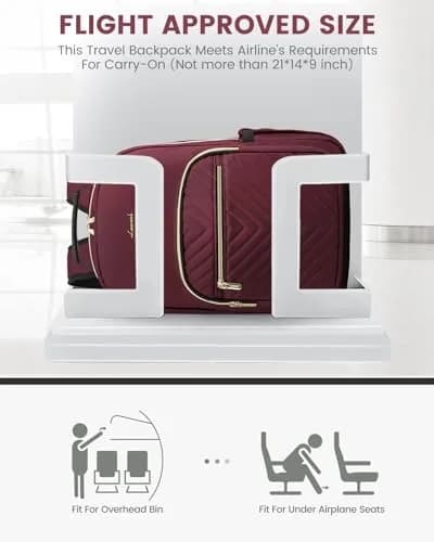 LOVEVOOK Laptop Backpack Purse for Women, 15.6 Inch, Quilted Casual Daypack with USB Port, Water-Resistant Nylon, Wine Red thumbnail 6