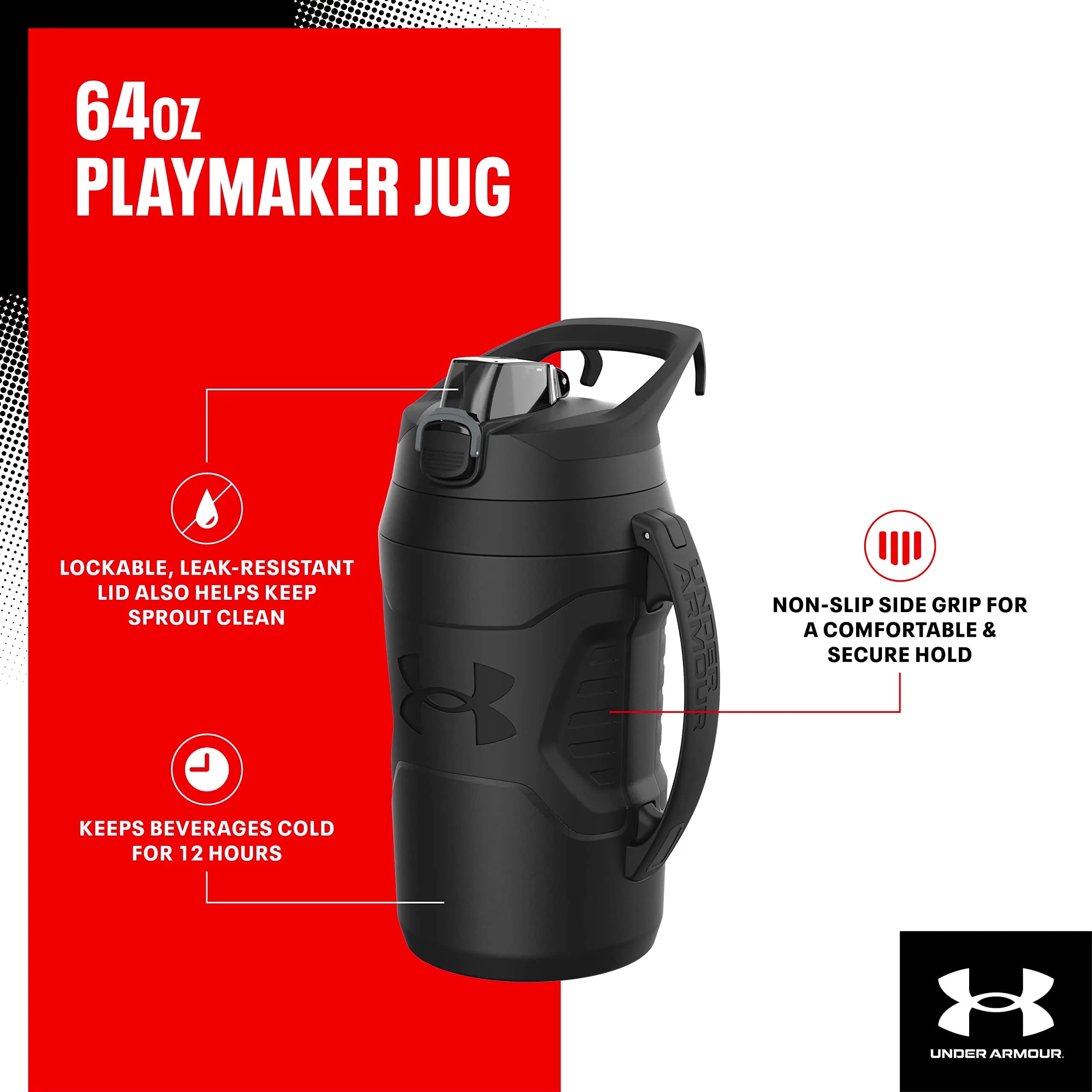 Under Armour Insulated Water Bottle with Handle & Fence Hook, 1893ml (64oz) | Keeps Cold 10 Hrs - view 2