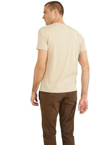 GUESS Men's Short Sleeve Pima Logo Crewneck Tee, Nomad, X-Large | Casual Cotton T-Shirt with Embroidered Logo thumbnail 4