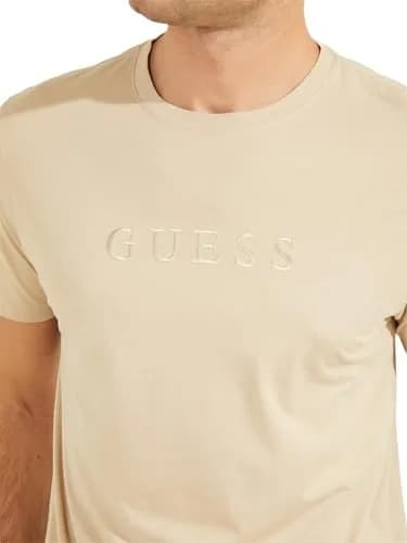 GUESS Men's Short Sleeve Pima Logo Crewneck Tee, Nomad, X-Large | Casual Cotton T-Shirt with Embroidered Logo thumbnail 2