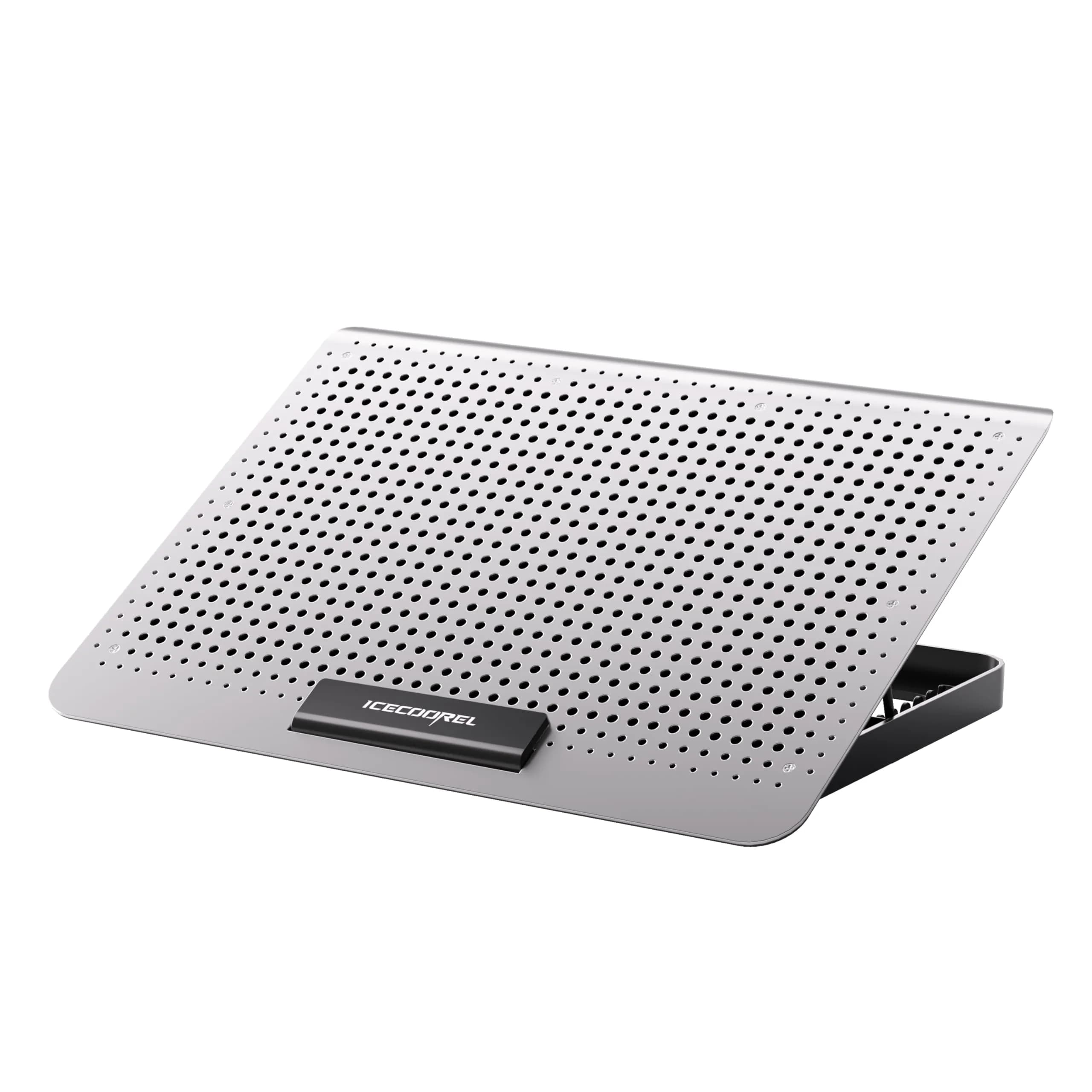 ICE COOREL Aluminum Laptop Cooling Pad with 7 Height Adjustment | Slim, Quiet & Durable (70-120 chars) — Silver