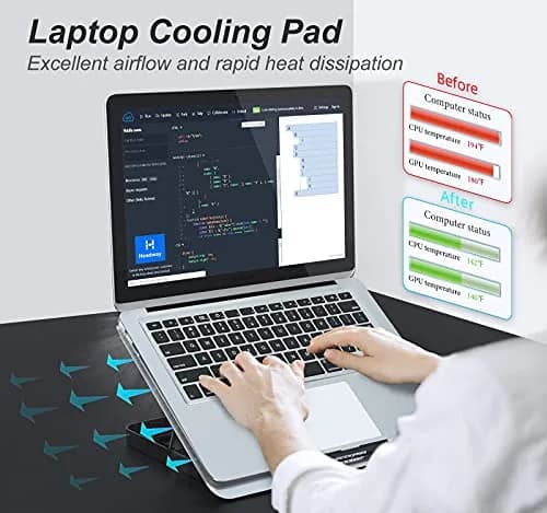 ICE COOREL Aluminum Laptop Cooling Pad with 7 Height Adjustment | Slim, Quiet & Durable (70-120 chars) thumbnail 2