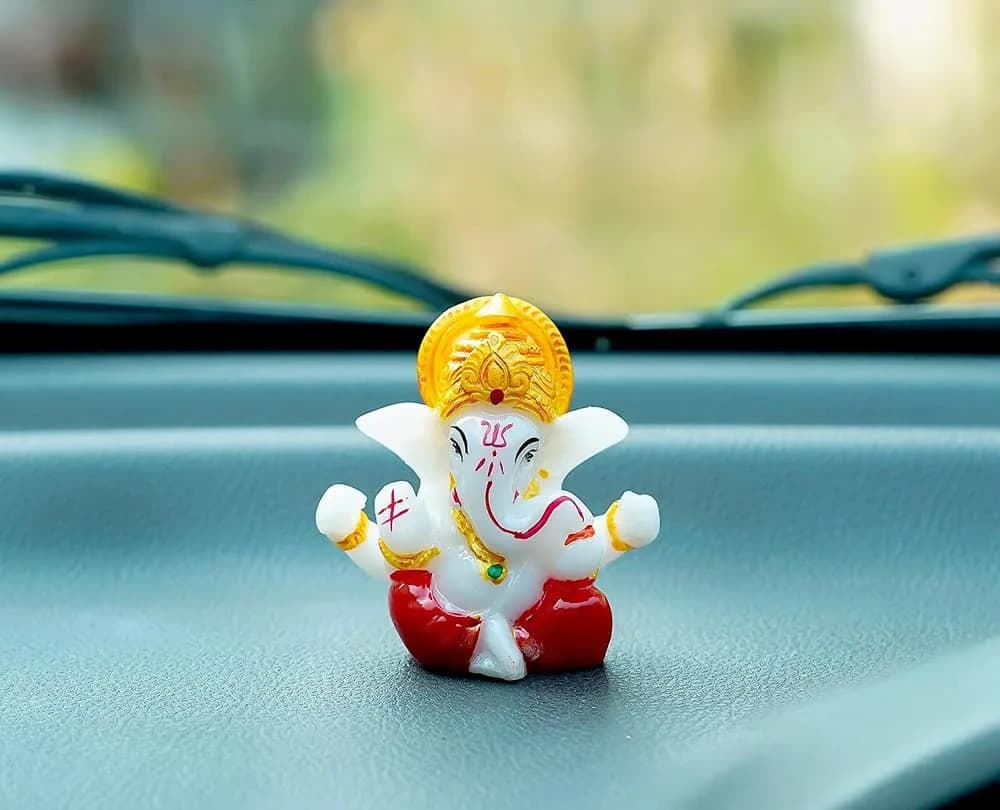 KC PRODUCTS Meditating Lord Ganesha Idol 5cm (2 Inch) | Traditional Polyresin Showpiece for Home Decor - main product image