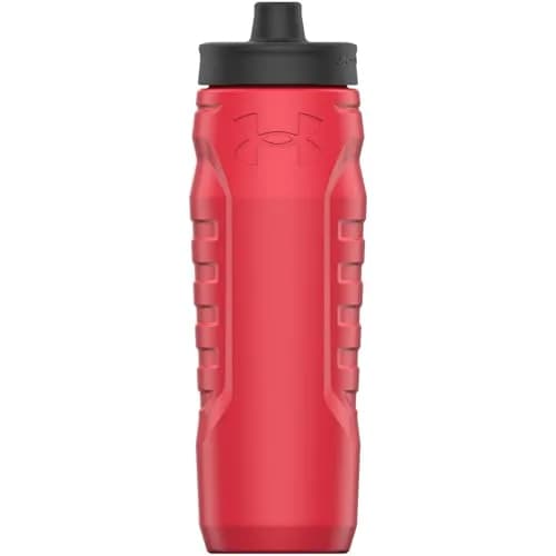Under Armour Sideline Squeeze Water Bottle 950ml (32.1 oz) | Quick-Shot Lid for Easy Hydration — Red