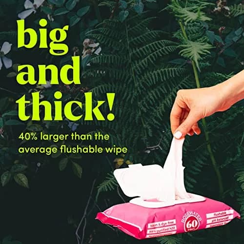 goodwipes Flushable Wipes Rosewater Scent 360 Count (60 Wipes x 6 Packs) | Septic Safe & Biodegradable thumbnail 3