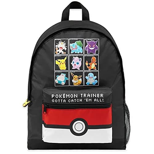 Pokémon Black/Red Backpack for Kids & Teens | Officially Licensed Anime Bookbag with Padded Straps thumbnail 1