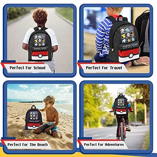 Pokémon Black/Red Backpack for Kids & Teens | Officially Licensed Anime Bookbag with Padded Straps thumbnail 5