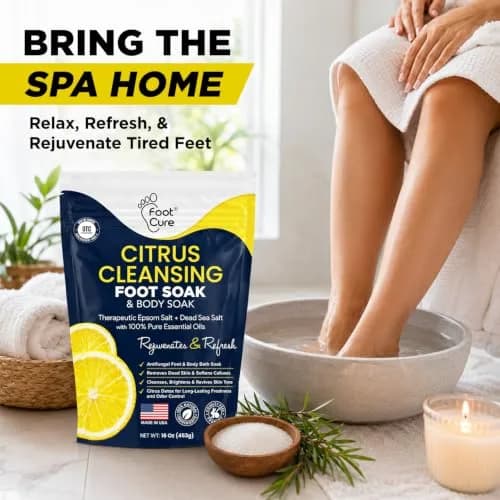 FOOT CURE Citrus Detox Epsom Salt Foot Soak 454 g (16 oz) | Cleanses & Revives Skin Tone thumbnail 7