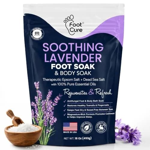 FOOT CURE Soothing Lavender Epsom Salt Foot Soak 473ml (16 Fl Oz) | Night Time Relaxation thumbnail 1