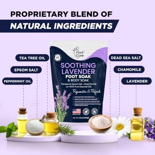 FOOT CURE Soothing Lavender Epsom Salt Foot Soak 473ml (16 Fl Oz) | Night Time Relaxation thumbnail 3