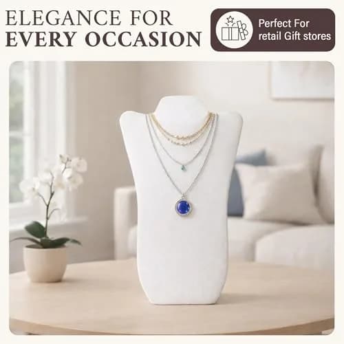 RJ Displays Velvet Necklace Jewelry Display Stand Holder 36 cm (14 inch) H | For Vendors & Retail Stores thumbnail 4