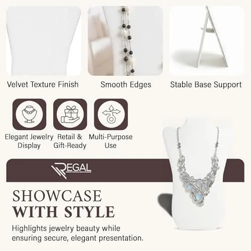 RJ Displays Velvet Necklace Jewelry Display Stand Holder 36 cm (14 inch) H | For Vendors & Retail Stores thumbnail 3