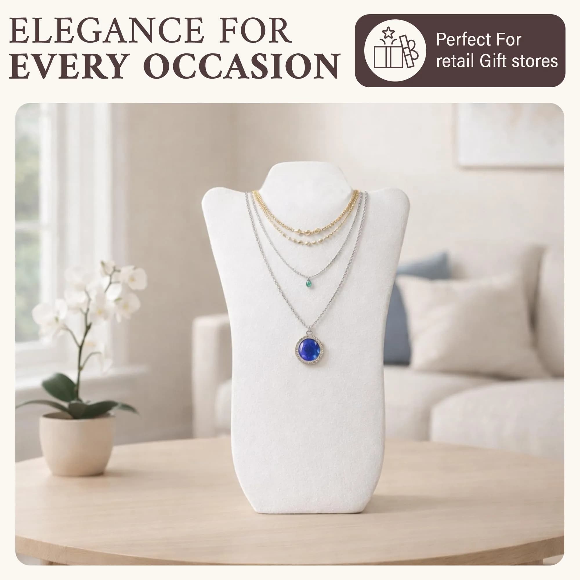 RJ Displays Velvet Necklace Jewelry Display Stand Holder 36 cm (14 inch) H | For Vendors & Retail Stores - view 4