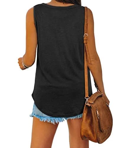 XIEERDUO Tank Tops for Women Loose Fit Summer Basic Solid Tanks 0.14kg (Black) | Soft, Elastic, Breathable thumbnail 5