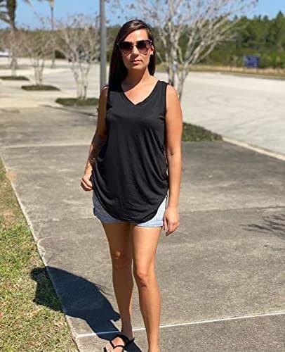 XIEERDUO Tank Tops for Women Loose Fit Summer Basic Solid Tanks 0.14kg (Black) | Soft, Elastic, Breathable thumbnail 2