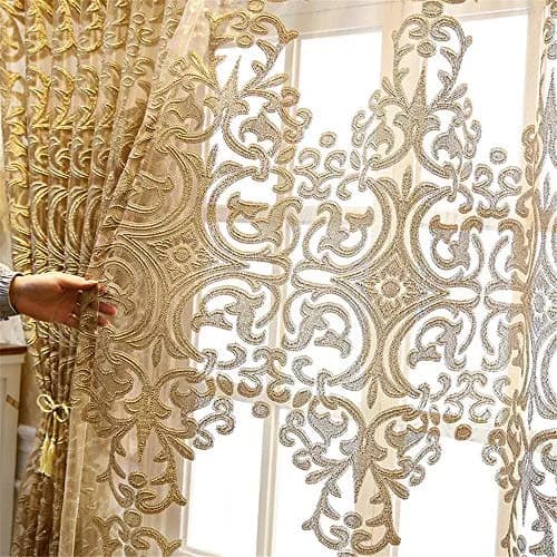 NewWPKIRA European Floral Embroidery Sheer Curtain 52x96 Inches | Elegant Grommet Top for Home & Office thumbnail 4